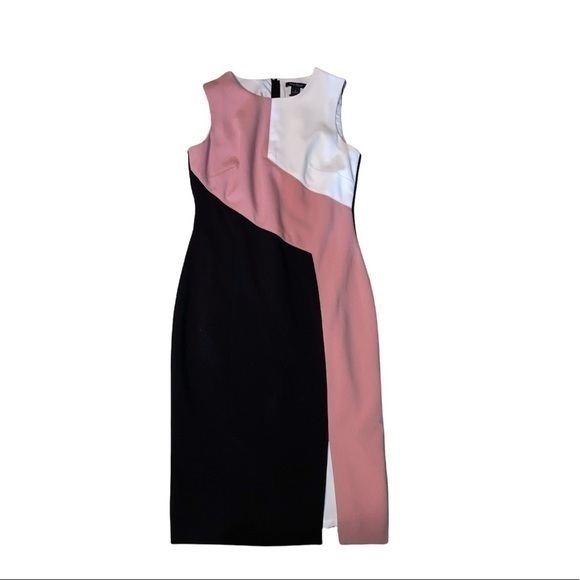 White House black market pink white black color block dress nwt